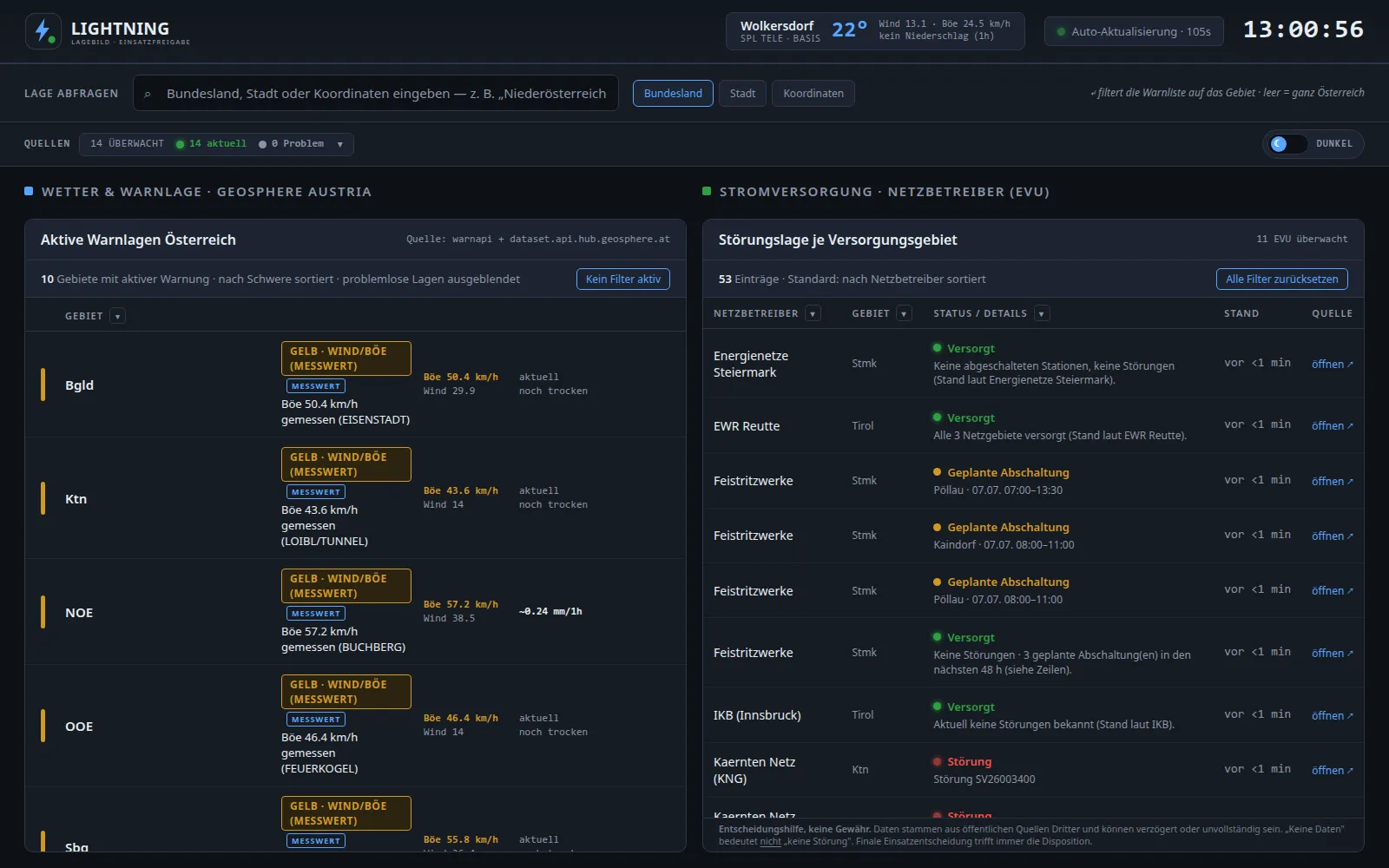 Ekraanipilt: Lightning Info Portal